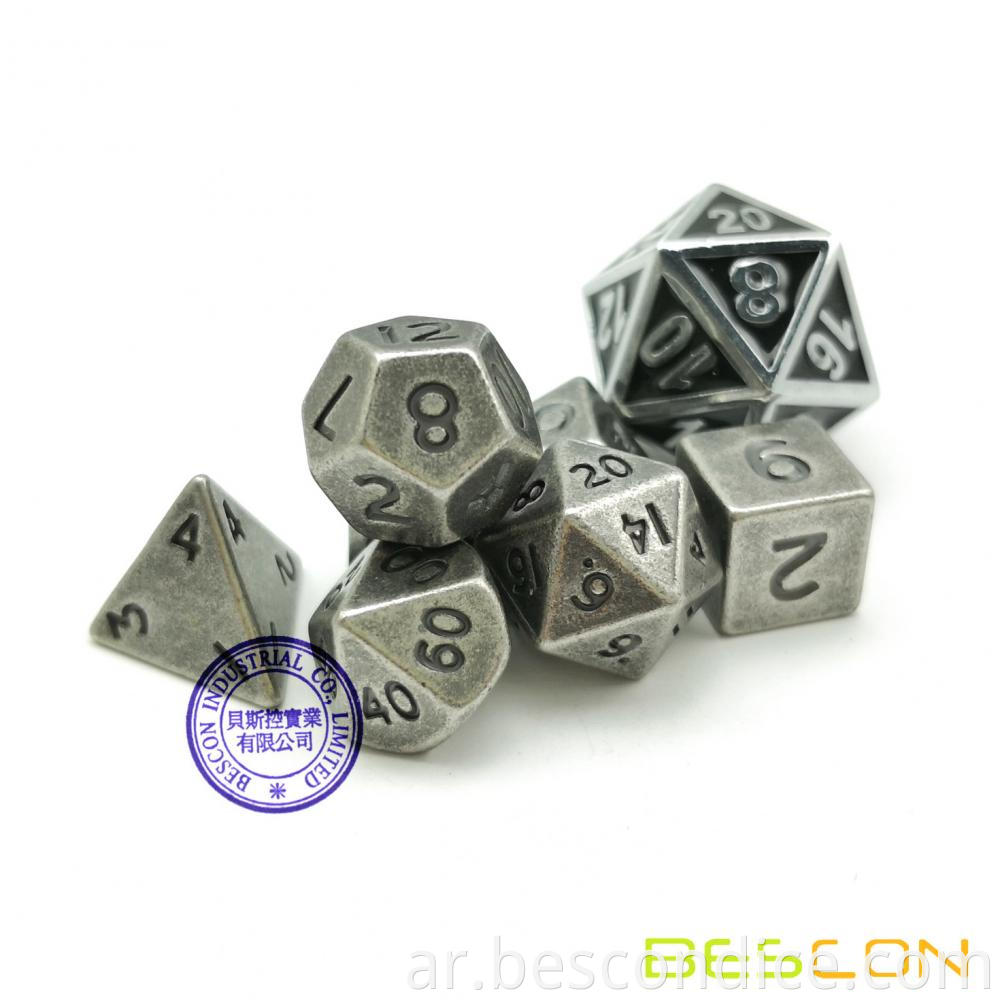 10mm Mini Solid Metal Dice Set Old Nickle 2